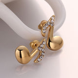 Gold Zirconia Stud Earrings Song Notes Melody L104