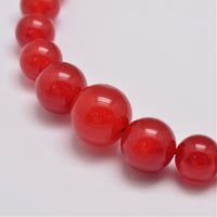 Malaysia Jade Graduated Bead Necklaces Dyed Screw Platinum Red 18.3inches Z438