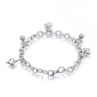 304 Stainless Steel Charm Bracelet Heart Silver 7.5" 6MM Z81