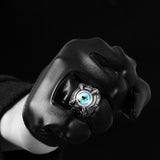 Stainless Steel Gothic Biker Tribal Ring Black Blue Men's Unisex Evil Eye B573