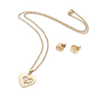 Stainless Steel Set Earring Pendant Necklace Heart Valentine's Day Gold 18" P790