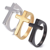 304 Stainless Steel Finger Rings Cross Gold Black Silver Size 7-12 17-21mm  A47