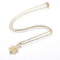 Stainless Steel Set Earring Pendant Necklace Star Gold 18" P820