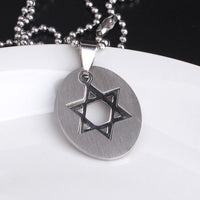 316L Stainless Steel Pendant 0.84X1.04 Inch Hexagram  Silver  Necklace 22" B62