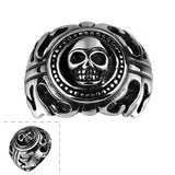 Stainless Steel Antique Gothic Biker Tribal Ring Black Men's Unisex Skull B173