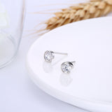 Sterling Silver Plated  Earrings  Stud AAA Zirconia  Push Back Clasp L816