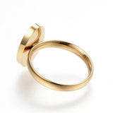 304 Stainless Steel Finger Rings Resin Oval Size 6~9 Gold 16~19mm Z691