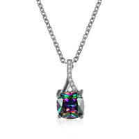 Platinum Plated Necklace Pendant AAA Zirconia Multicolor Lobster Clasp B353