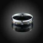 Stainless Steel Band Fashion Wedding Ring AAA Zirconia Men's Unisex B470