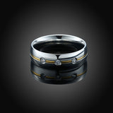 Stainless Steel Band Fashion Wedding Ring AAA Zirconia Men's Unisex B470