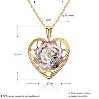 Yellow Rose Gold  Plated Necklace Pendant Heart 19 Inches 1MM Lobster B280