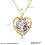 Yellow Rose Gold  Plated Necklace Pendant Heart 19 Inches 1MM Lobster B280