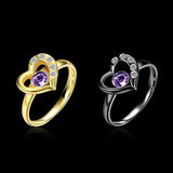 Stainless Steel Fashion Ring AAA Zirconia Women Heart B456