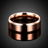 Stainless Steel Band Wedding Ring Rose Gold AAA Zirconia Men's Unisex B446