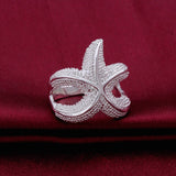 Sterling Silver Plated Fashion Ring Women Starfish B368