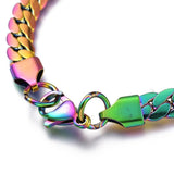 Stainless Steel Cuban Bracelet Lobster Multi-color 7" 6.3mm Z199