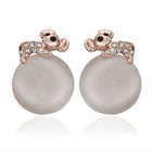 Rose Gold Zirconia Drop Stud Earrings L93