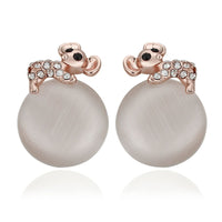 Rose Gold Zirconia Drop Stud Earrings L93