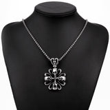 Stainless Steel Necklace Pendant Flower Biker Gothic 19" 2MM Lobster Clasp B221