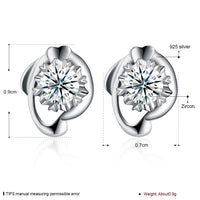 Sterling Silver Plated  Earrings  Stud AAA Zirconia  Push Back Clasp L773