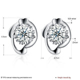 Sterling Silver Plated  Earrings  Stud AAA Zirconia  Push Back Clasp L773