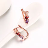 Rose Gold Plated Earrings  AAA Zirconia Latch Back Hearts .2" L275