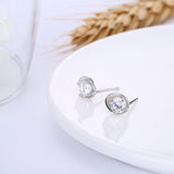 Sterling Silver Plated  Earrings  Stud AAA Zirconia  Push Back Clasp L815