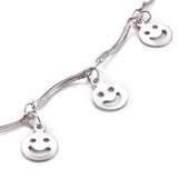 Stainless Steel Scalloped Necklace Smile Face Charms Lobster Silver 17" Z528