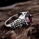 Stainless Steel Antique Gothic Biker Tribal Ring Black Purple Men's Unisex B203