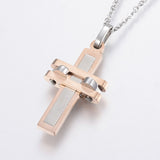 Stainless Steel Pendant Necklace Lobster Cross Rose Gold Silver 18" Z545