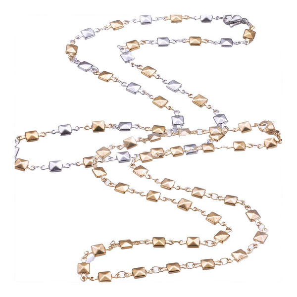 Stainless Steel Necklace Lobster Ion Plating  IP Square Gold 17.7" 45cm Z637