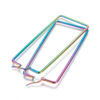 Stainless Steel Geometric Hoop Earrings Rectangle Gauge 76x33 2mm 1x0.6mm A200