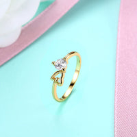 Yellow Gold Plated Ring Heart Plan AAA Zirconia Stone Heart B532