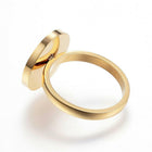 304 Stainless Steel Finger Rings Resin Flat Round Size 6~9 Gold 16~19mm Z690