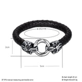 Stainless Steel Leather Bracelet 7.5 Inches 7.6MM Clip L350