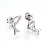 Stainless Steel Set Pendant Necklace Stud Earrings Dolphin 17.7" Pin 0.8mm P467