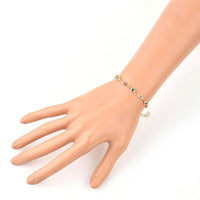 Evil Eye Bracelet Stainless Steel Lobster Gold 7-3/8 inches(18.8cm) Z144