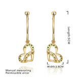 Gold Plated Earrings Drop Dangle AAA Zirconia French Clip Heart .64" L300