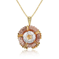 Yellow Rose Gold Plated Necklace Women's Pendant Flower Drop Lobster Clasp B284