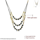 Yellow Gold Black Beads Soral Chain Double Necklace L83