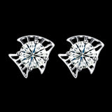 Sterling Silver Earrings  Stud AAA Zirconia  Push Back Clasp L741