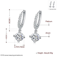 Platinum Earrings Dangle Drop AAA Zirconia Lever Back  0.2" L163