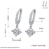 Platinum Earrings Dangle Drop AAA Zirconia Lever Back  0.2" L163