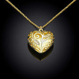 Yellow Gold Plated Necklace Pendant Heart Zirconia 19 Inches 1MM Lobster B133