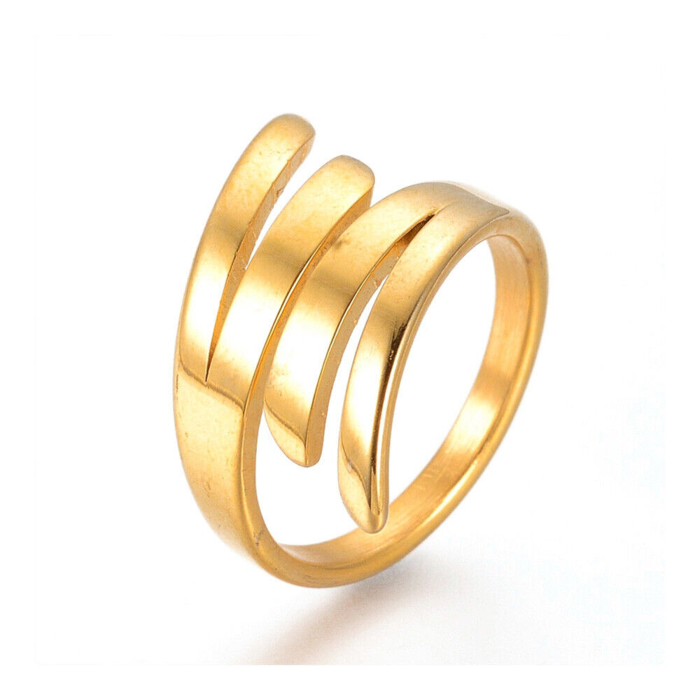 304 Stainless Steel Finger Rings Gold Size 7 17mm  A19