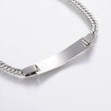 304 Men Stainless Steel Link Bracelet ID Lobster Faceted Rectangle 7" P306