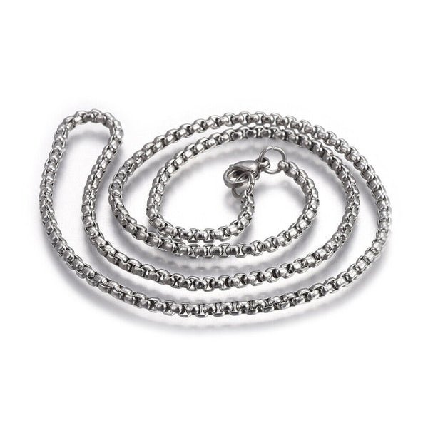 Stainless Steel Box Chain Necklaces Lobster Silver 17.7" 23" 30" 2.5mm 5MM Z568