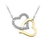 Yellow Gold Platinum Plated Necklace Pendant Heart Zirconia 18" 1MM Lobster B339