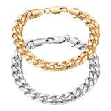 Stainless Steel Chain Bracelet Bayonet Gold 8-5/8inches(22cm) 10mm Z180