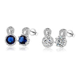 Sterling Silver Plated Earrings Butterfly Stud Zirconia  Push Back Clasp L691